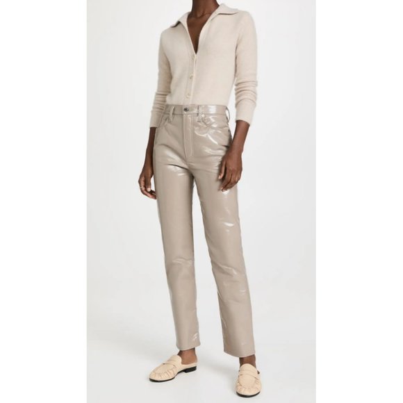 Agolde Leather 90s Pinch Waist Pants in Quail Patent Leather Size 30 - Picture 3 of 15